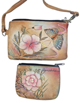 Anuschka Handpainted Autographed ~Wrist purse &amp; coin wallet ~Butterfly a... - $37.13