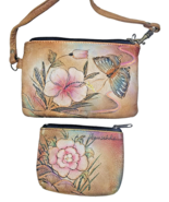 Anuschka Handpainted Autographed ~Wrist purse &amp; coin wallet ~Butterfly a... - $37.13