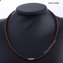Mens Necklace Choker Brown Black Braided Cord Rope Leather Necklace For Men Stai - £19.54 GBP
