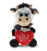 I Love You Cute Sitting Cow Plush With Sweet Heart Message  7 Inches - £32.06 GBP