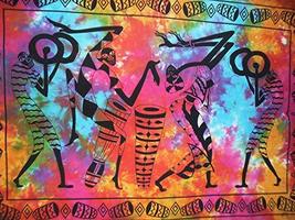 Traditional African Tribal Dance Wall Poster, Multi Tie Dye Indian Wall Decor, B - £7.85 GBP