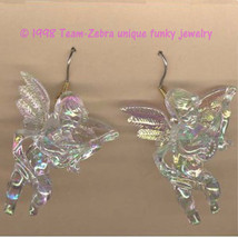 Funky Cupid Cherub Guitar EARRINGS-Baby Angel Musician Charms Jewelry-IRIDESCENT - £5.52 GBP