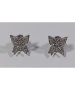 Butterfly Earrings Vintage Pair 1990s 3D Cut Out Stud Silver Colored Gir... - $9.99