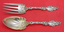 Lily by Whiting Sterling Silver Salad Serving Set Gold Washed 2pc 9 1/4&quot; - £551.95 GBP
