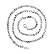 925 Sterling Silver Round Box Chain Necklace Made In Italy 3.7 mm - £203.82 GBP
