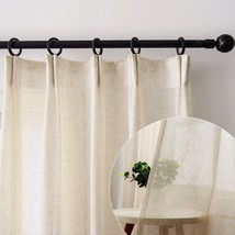 Pinch Pleat Curtains 90 Inches Long Faux Linen Curtains Sheer Curtains 9... - $52.99