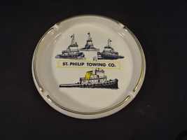 Old Vtg St. Philips Towing  Co Ceramic Cigarette Ashtray Fishing Boat De... - £39.80 GBP