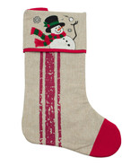Snowman Snowball Christmas Tree Stocking 18x11 inches - $13.52 CAD