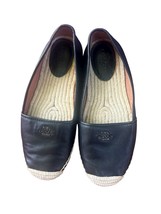 COACH Rhodelle Womens Black Leather SlipOn Espadrille Shoes Jute Sole 9.5 - $662.33 MXN