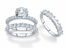 Round Princess Cz Bridal 2 Ring Set Band Platinum Sterling Silver 6 7 8 9 10 - £159.86 GBP