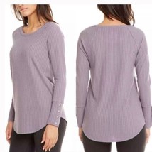 Chaser Womens Lilac Purple Button Cuff Henley Long Sleeve Thermal Shirt - Size S - £14.91 GBP