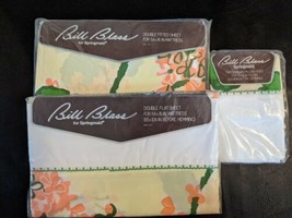 Vintage Bill Blass 4 Pc Double Bed Sheet Set Springmaid Pink Yellow Floral NEW - £59.59 GBP