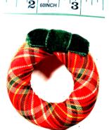 Vintage Red Plaid with Green Bowl 2&quot; Christmas Wreath Brooch - $10.99