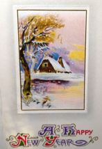 New Years Postcard Country Cottage Lake Scenic Landscape Henderson NY-43 Unused - £9.90 GBP