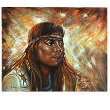 Untitled (Native Amer. Woman w/ Headband) By Anthony Sidoni Signed Oil o... - £8,566.08 GBP