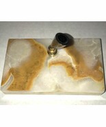 Vintage Pen Holder 70s Desk Office MCM Stone Marble Earthy Organic Natur... - $681.42 MXN