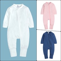 Romper PLAY-N-SLEEP Long Sleeve Mitted Footed Double Zipper Cotton 4-Sizes 3-24M - $24.99