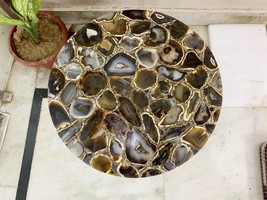 Black Wild Geode Agate Coffee Table Top, Agate Stone Center Table Top, Home Deco - £691.28 GBP