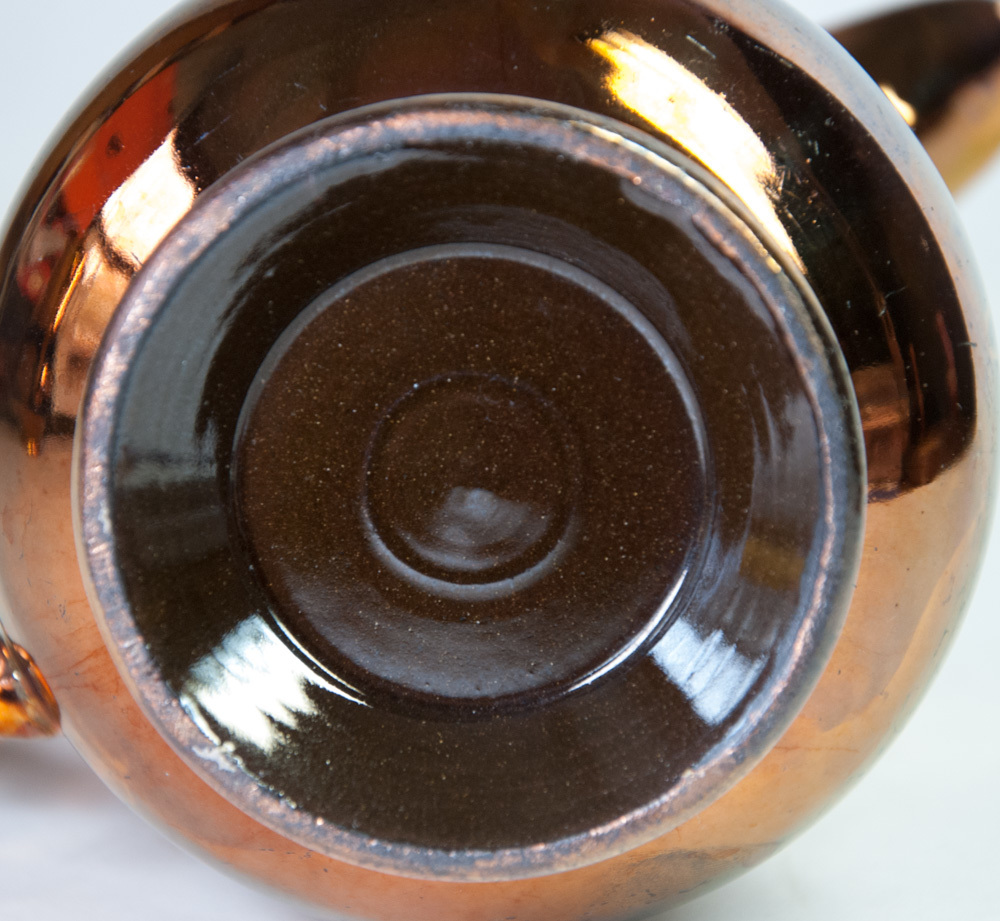 Copper Lusterware 12 oz Creamer Pitcher 4.75" Tall Tan Band at Neck Item image 4