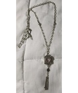 Brighton Silver Heart Picture Photo Holder Locket Tassel Toggle Necklace - $24.75