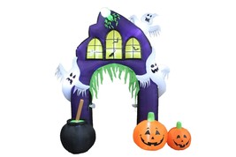 USED 9 Foot Halloween Inflatable Ghosts Castle Archway Arch Pumpkins Decoration - £81.19 GBP