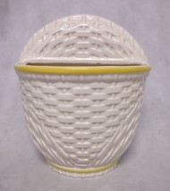 Haeger Wall Pocket Basket Planter White Yellow 8264 9.5&quot; x 8&quot; x 4&quot; - £29.53 GBP