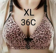 Pink Animal Print Wire Free Push Up Bra Soft Thin Breathable Bralette Si... - £9.17 GBP