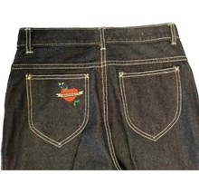 70s Brittania Baggy Jeans Womens 13 High Rise Wide Leg Embroidered Heart 29x31.5 - £53.94 GBP