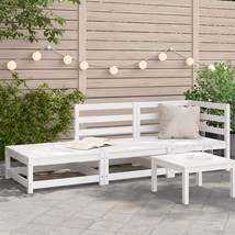 Garden Sofa with Footstool 2-Seater White Solid Wood Pine - £134.38 GBP
