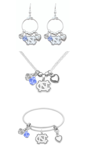 North Carolina Tar Heels Haute Wire 3 Piece Necklace, Bracelet and Earrings Set
