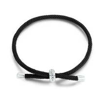 S925 Sterling Silver Platinum-plated Adjustable Basic Braided Bracelet(SCB268-BK - £14.60 GBP