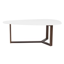 47.64&quot; X 27.56&quot; X 14.97&quot; Coffee Table In Matte White With Dark Walnut Base - £313.40 GBP