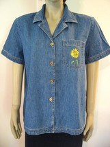 NWT TY WEAR Hand Painted Sunflower Denim Jeans Shirt Top 14 - £12.76 GBP
