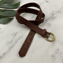 Gap Womens Floral Embossed Leather Belt Size M Brown Brass Buckle Tooled - $22.76
