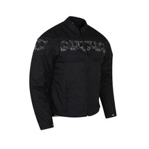 High Mileage Men&#39;s Textile Jacket with Embroidered Reflective Skulls - £96.53 GBP+