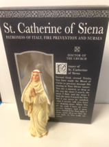 Saint Catherine of Siena Small 3.75&quot;  Statue, Bio &amp; Prayer Card, New #RM- - £17.08 GBP