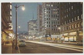 Hollywood &amp; Vine at Night Hollywood California Vintage Postcard Unposted - $4.90