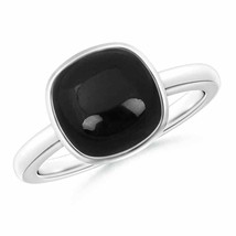 ANGARA Bezel-Set Cushion Black Onyx Solitaire Ring in Silver Size 8 - £177.34 GBP