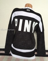 Victoria&#39;s Secret Pink Black Marl White Colorblock Lace Up Varsity Crew ... - £55.81 GBP