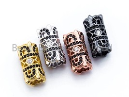 CZ Micro Pave Large hole spear shield spacer beads charms/Drum barrel beads, - $3.90