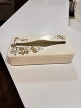Vintage 70s Ransburg Metal Gold Floral Tissue Kleenex Box Dispenser Wall... - $18.99