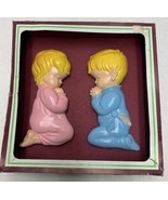 Vtg Chalkware Wall Plaques Praying Boy and Girl Apprx 6&quot; X 3&quot; M-67 in Bo... - £16.49 GBP