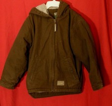 C.E. Schmidt Workwear Jacket Canvas Brown Hooded Sherpa Lined Kids Youth... - $17.15