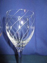 4 Mikasa 8 1/2&quot; Water Wine Goblets Crystal Glass Gray cut swirls - £62.91 GBP