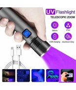 395nm UV Flashlight Blacklight Zoomable USB Rechargeable UV Light Ultrav... - $294.01 MXN
