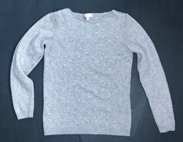 Benedetta B Gray Embroidered Polka Dots Sweater Small Medium Wool Cashmere Blend - £9.34 GBP