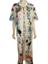 UniUni Women's Satin Pants and Top Cream Floral XL NWOT - $28.49