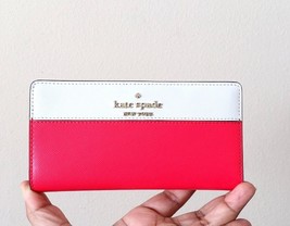 Kate Spade Large Slim Bifold Wallet Staci colorblock Red Multi - £63.14 GBP