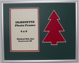 Holiday Christmas Tree Red &amp; Green Photo Frame 8 X 10 with 4 X 6 Photo - £13.98 GBP
