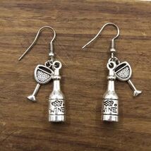 New Arrival!!Wine Lovers Cute Glass &amp; Bottle Earrings Perfect Gift! - $6.00